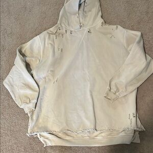 We The Free Beige Distressed Hoodie